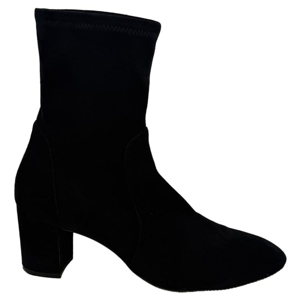 Stuart Weitzman Yuliana Heeled Ankle Boots in Black Suede